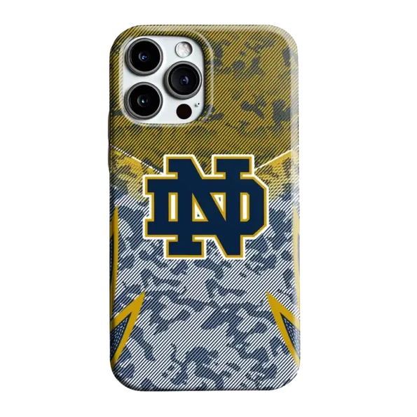 notre dame fighting irish striped overlay navy phone case best selling