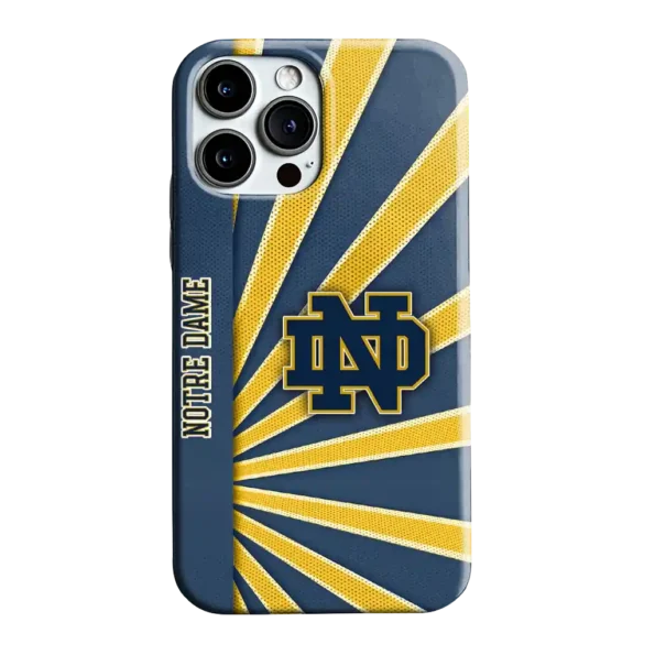 notre dame fighting irish sunburst rays navy phone case best selling
