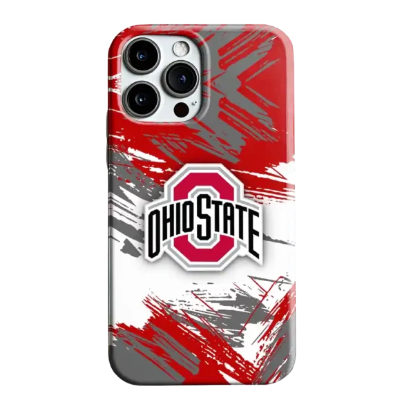 ohio state buckeyes brushstroke clash scarlet white phone case best selling
