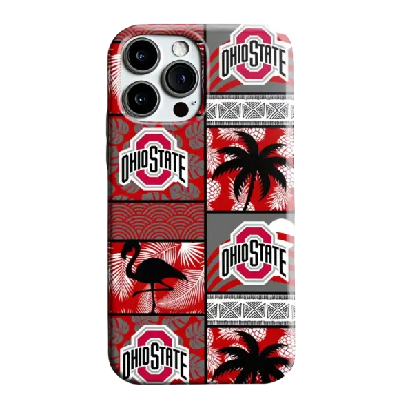 ohio state buckeyes flamingo palm trees scarlet phone case best selling