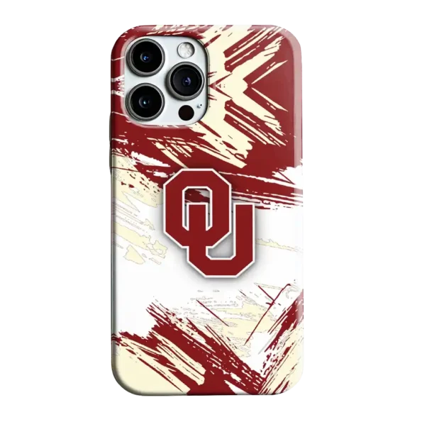 oklahoma sooners brushstroke clash crimson white phone case best selling