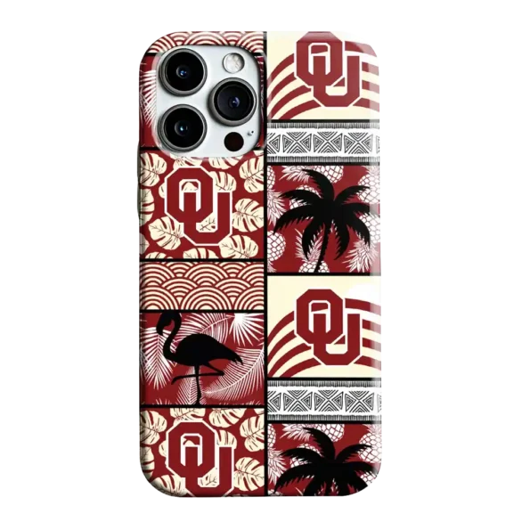 oklahoma sooners flamingo palm trees crimson phone case best selling