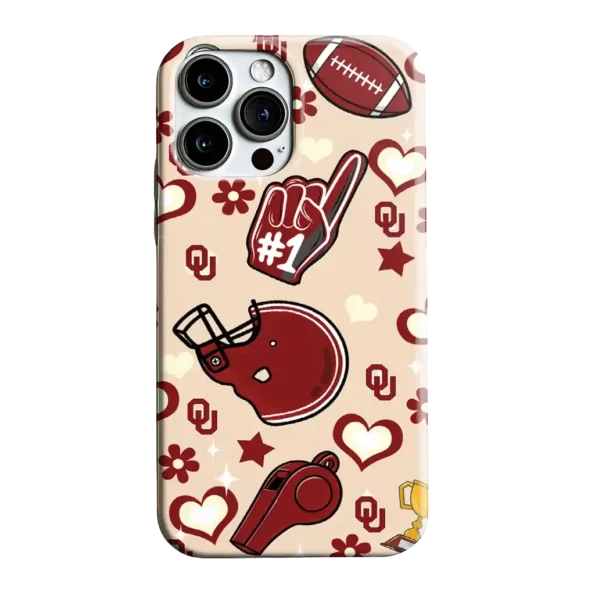 oklahoma sooners helmet hearts crimson cream phone case best selling