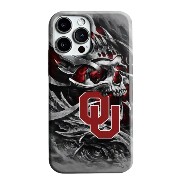 oklahoma sooners skull blades crimson gray phone case best selling