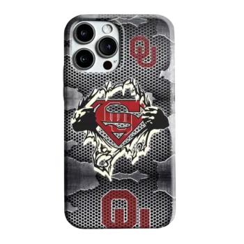 Oklahoma Sooners Superman Emblem Burst Gray Phone Case