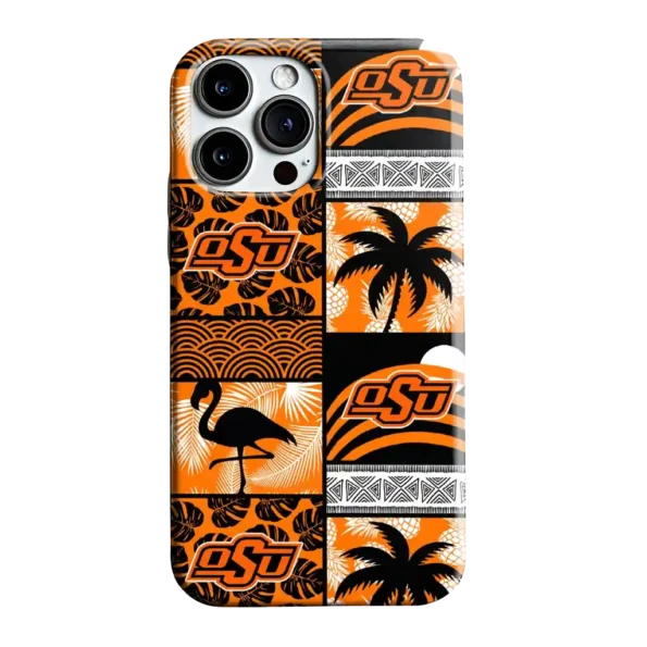 oklahoma state cowboys flamingo palm trees orange phone case best selling