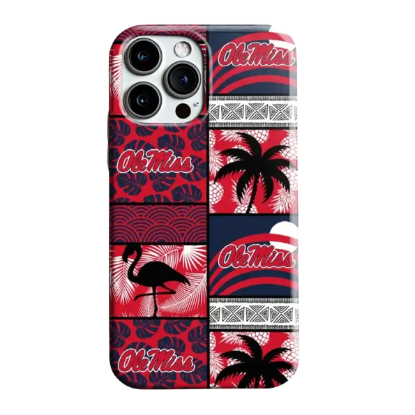 ole miss rebels flamingo palm trees red phone case best selling