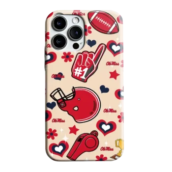 Ole Miss Rebels Helmet Hearts Red Cream Phone Case