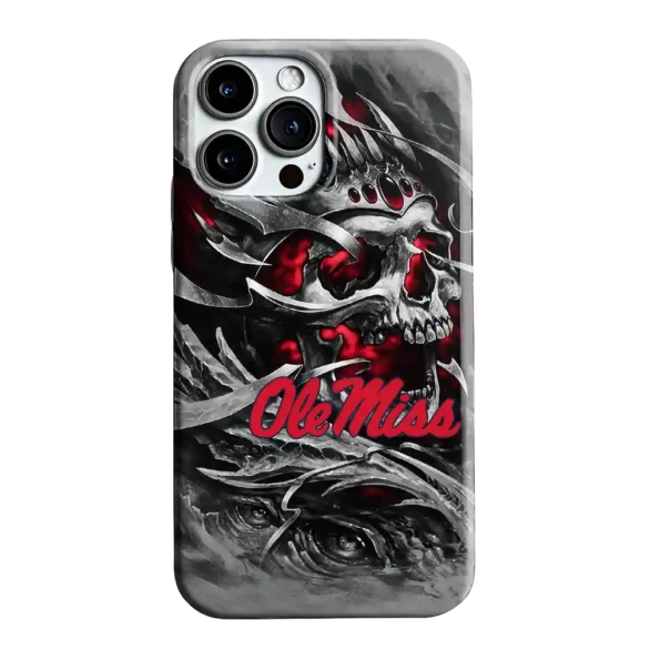 ole miss rebels skull blades red gray phone case best selling