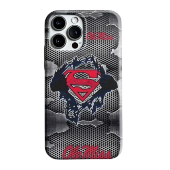 Ole Miss Rebels Superman Emblem Burst Gray Phone Case