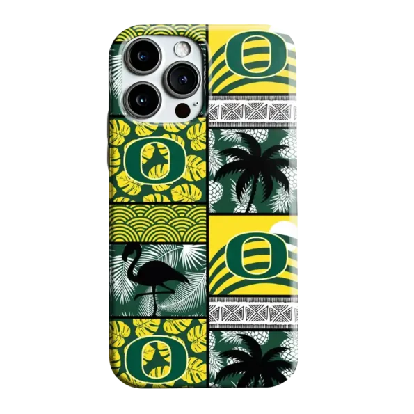 oregon ducks flamingo palm trees green phone case best selling