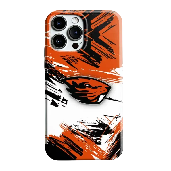 oregon state beavers brushstroke clash orange white phone case best selling