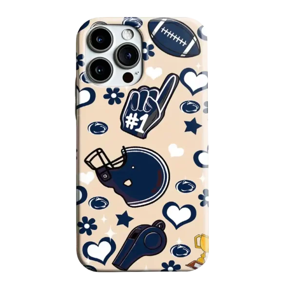 penn state nittany lions helmet hearts blue cream phone case best selling