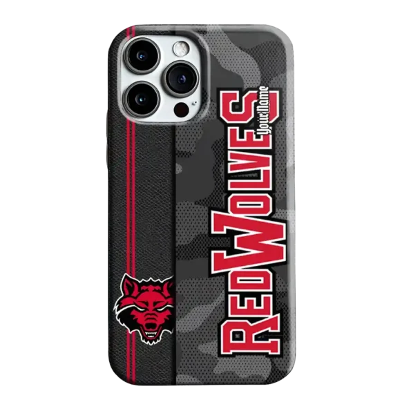 personalized arkansas state red wolves camouflage stealth scarlet gray phone case best selling
