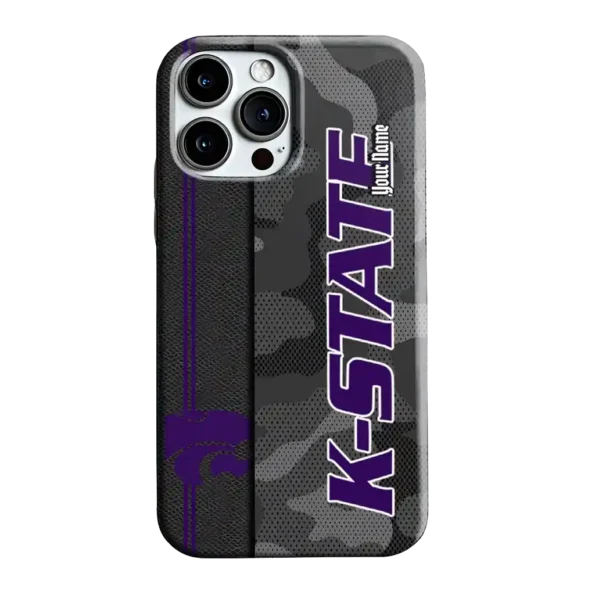 personalized kansas state wildcats camouflage stealth purple gray phone case best selling