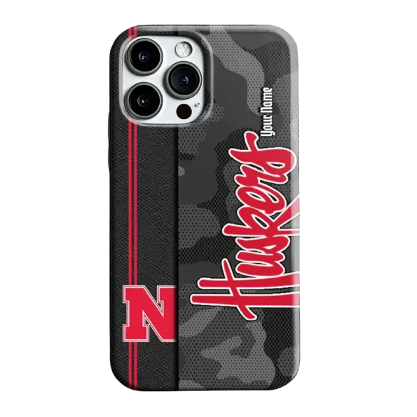 personalized nebraska cornhuskers camouflage stealth red gray phone case best selling