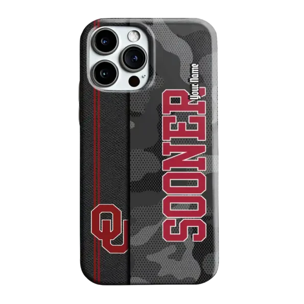 personalized oklahoma sooners camouflage stealth crimson gray phone case best selling