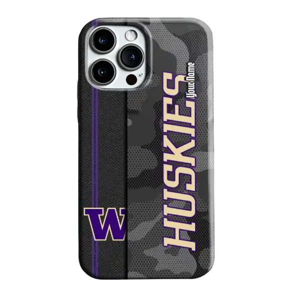 personalized washington huskies camouflage stealth purple gray phone case best selling