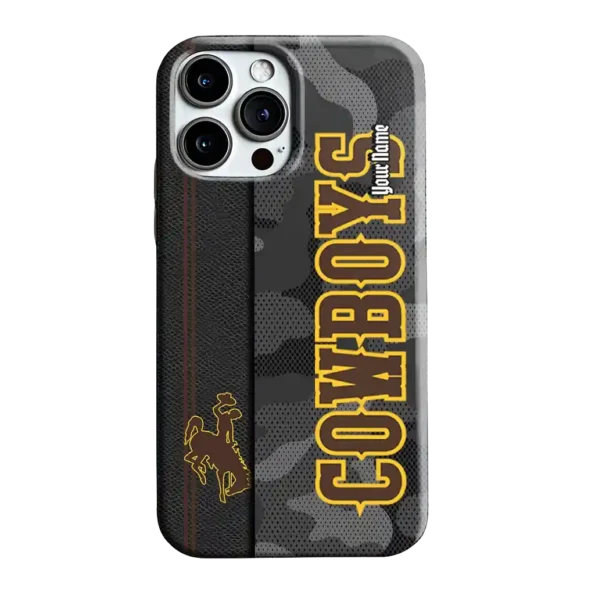 personalized wyoming cowboys camouflage stealth brown gray phone case best selling