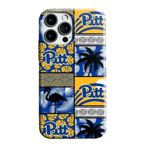 pittsburgh panthers flamingo palm trees royal blue phone case best selling