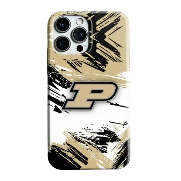 purdue boilermakers brushstroke clash gold white phone case best selling