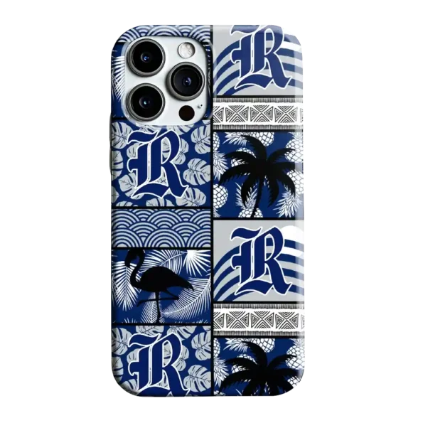 rice owls flamingo palm trees navy blue phone case best selling