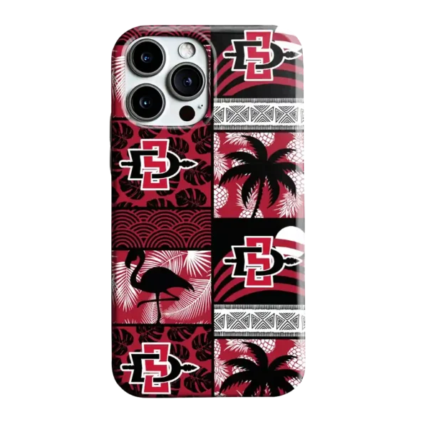 san diego state aztecs flamingo palm trees red phone case best selling
