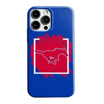 SMU Mustangs Brush Square Blue Phone Case