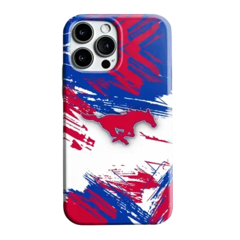 SMU Mustangs Brushstroke Clash Blue White Phone Case