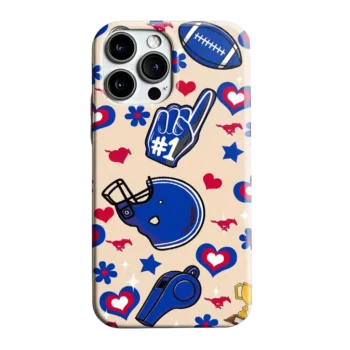 SMU Mustangs Helmet Hearts Blue Cream Phone Case