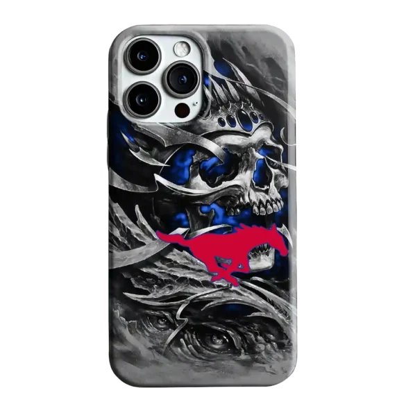 smu mustangs skull blades blue gray phone case best selling