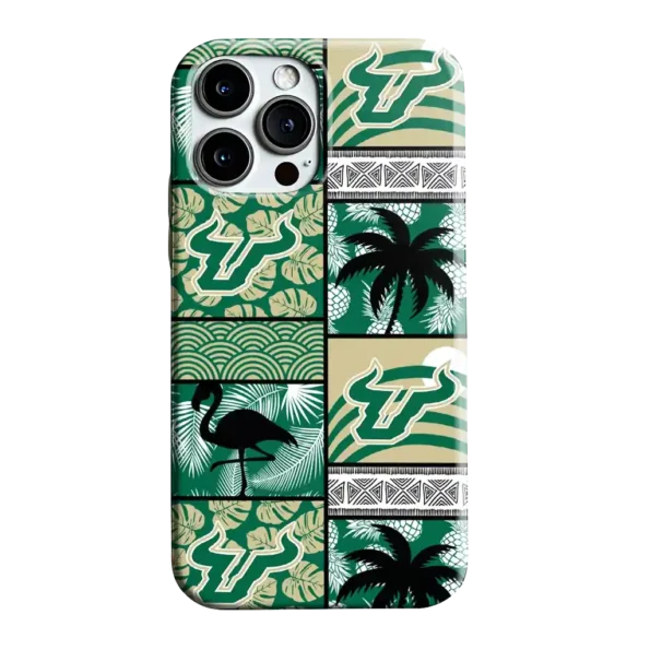 south florida bulls flamingo palm trees green phone case best selling