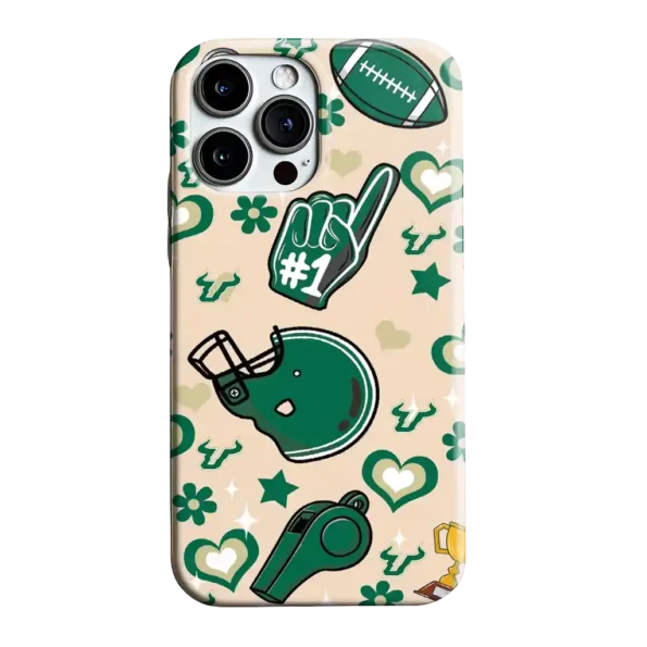south florida bulls helmet hearts green cream phone case best selling