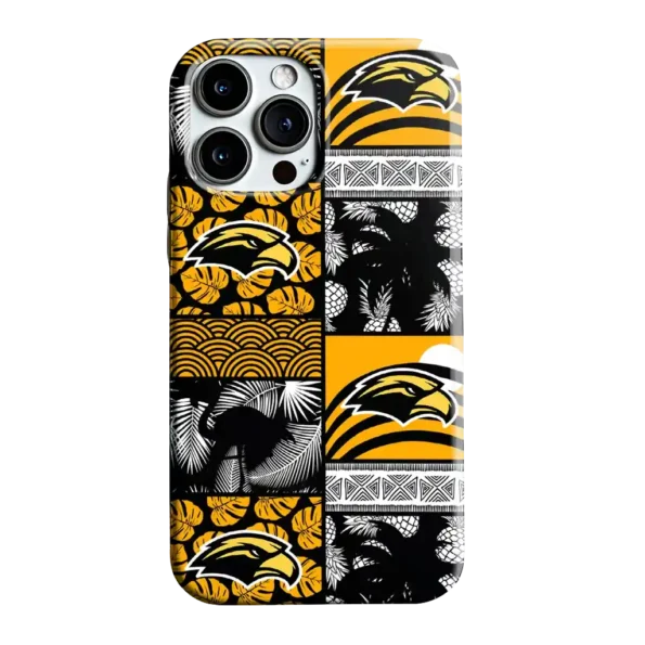 southern miss golden eagles flamingo palm trees black phone case best selling
