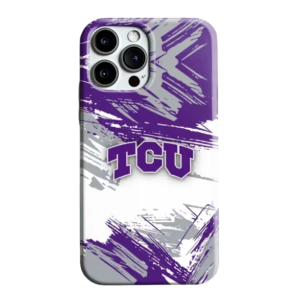 tcu horned frogs brushstroke clash purple white phone case best selling