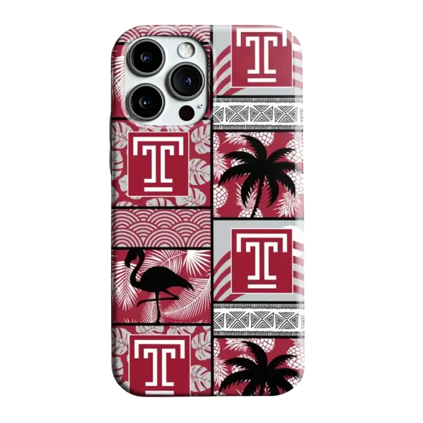 temple owls flamingo palm trees red phone case best selling