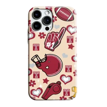 Temple Owls Helmet Hearts Red Cream Phone Case