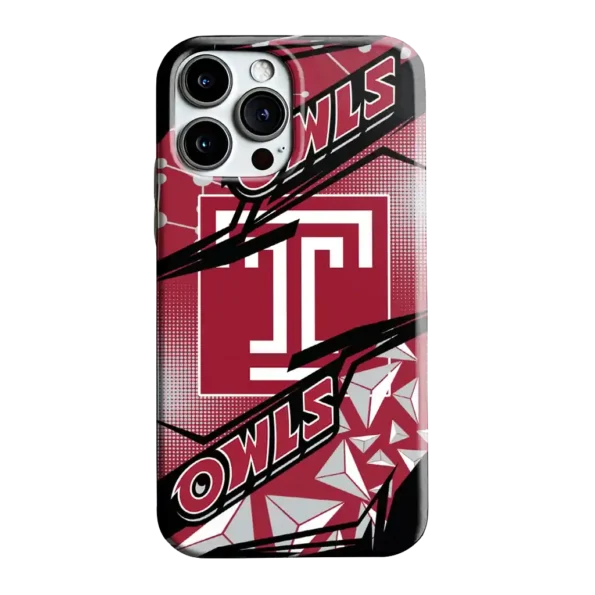 temple owls jagged flash red black phone case best selling