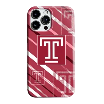 Temple Owls Linear Stripes Red Phone Case