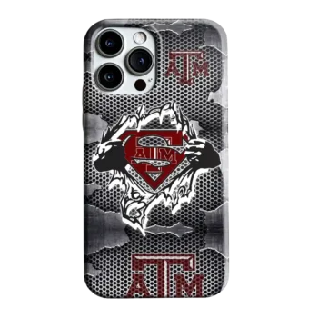 Texas A&M Aggies Superman Emblem Burst Gray Phone Case