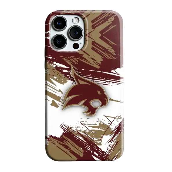 texas state bobcats brushstroke clash maroon white phone case best selling