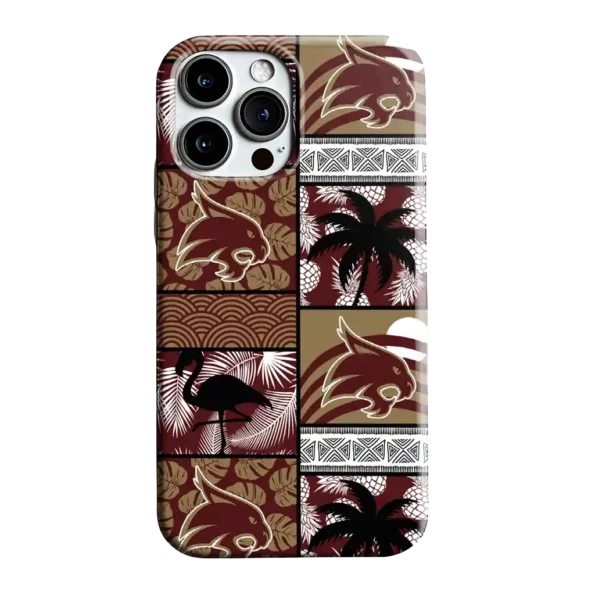texas state bobcats flamingo palm trees maroon phone case best selling