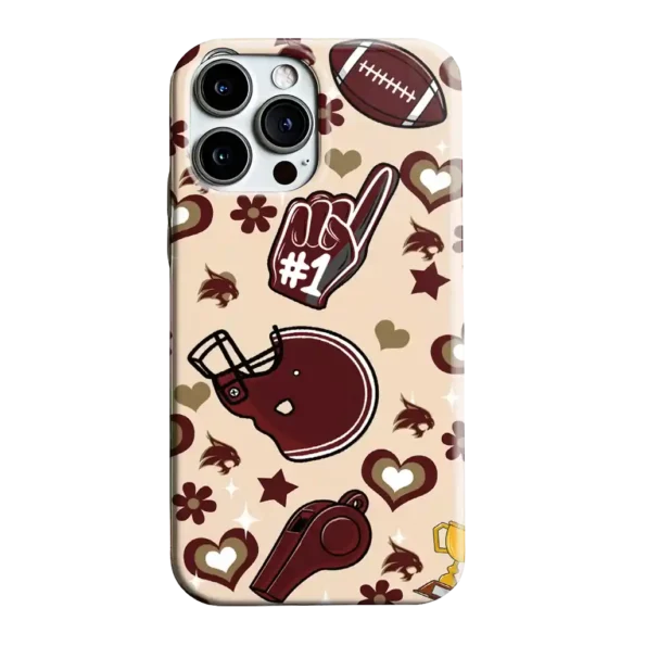 texas state bobcats helmet hearts maroon cream phone case best selling
