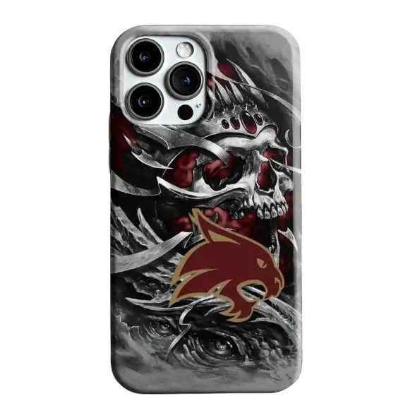 texas state bobcats skull blades maroon gray phone case best selling