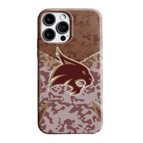 texas state bobcats striped overlay maroon phone case best selling