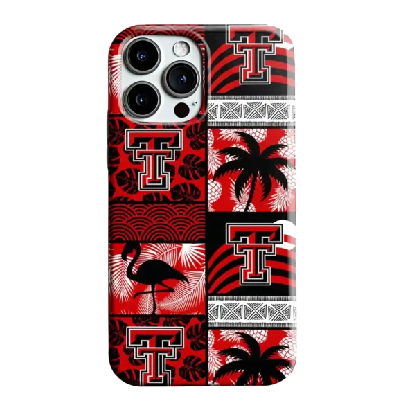 texas tech red raiders flamingo palm trees red phone case best selling