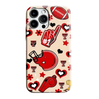 Texas Tech Red Raiders Helmet Hearts Red Cream Phone Case