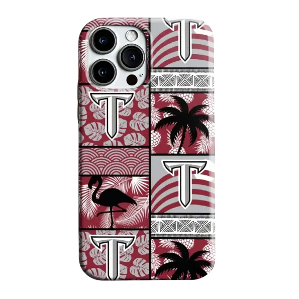 troy trojans flamingo palm trees red phone case best selling