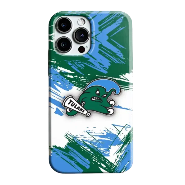 tulane green wave brushstroke clash green white phone case best selling