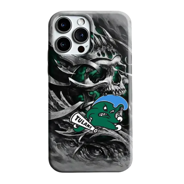 tulane green wave skull blades green gray phone case best selling
